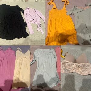 Gently worn maternity and nursing clothes romper, dresses, shirt, bra